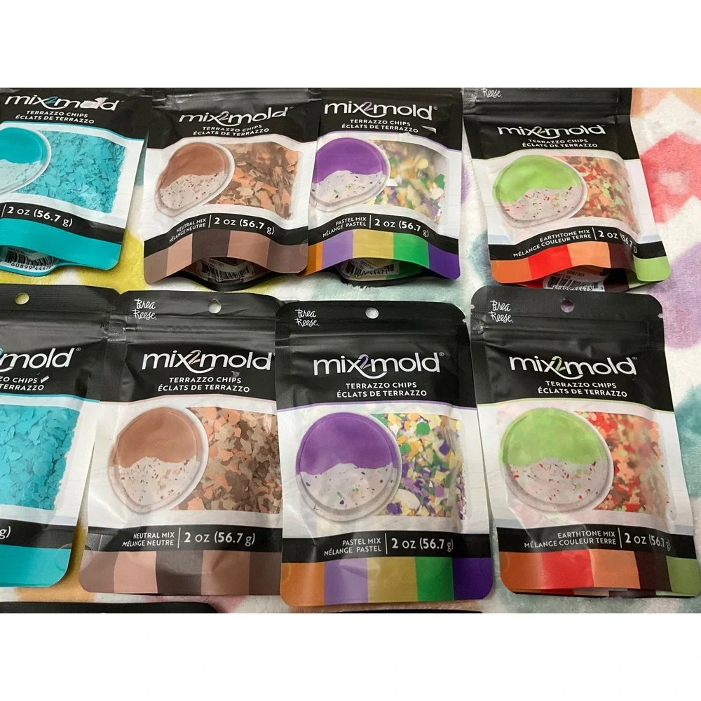 MixMold Liquid Colorizer Yellow &‎ Terrazzo Chips Set for Resin Crafts